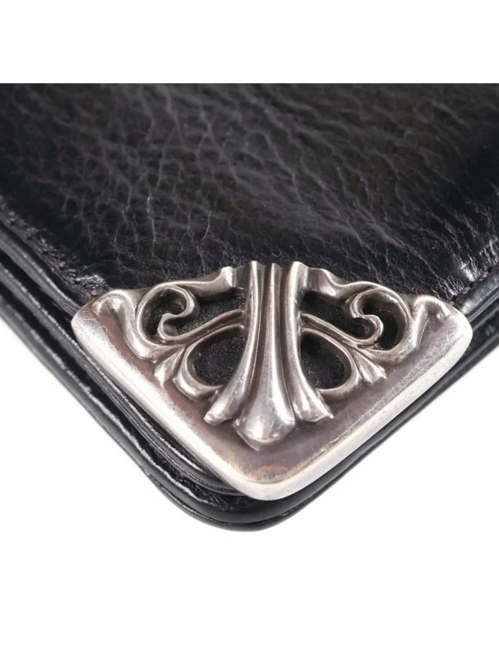 Chrome Hearts Long Single Fold Wallet Leather Black